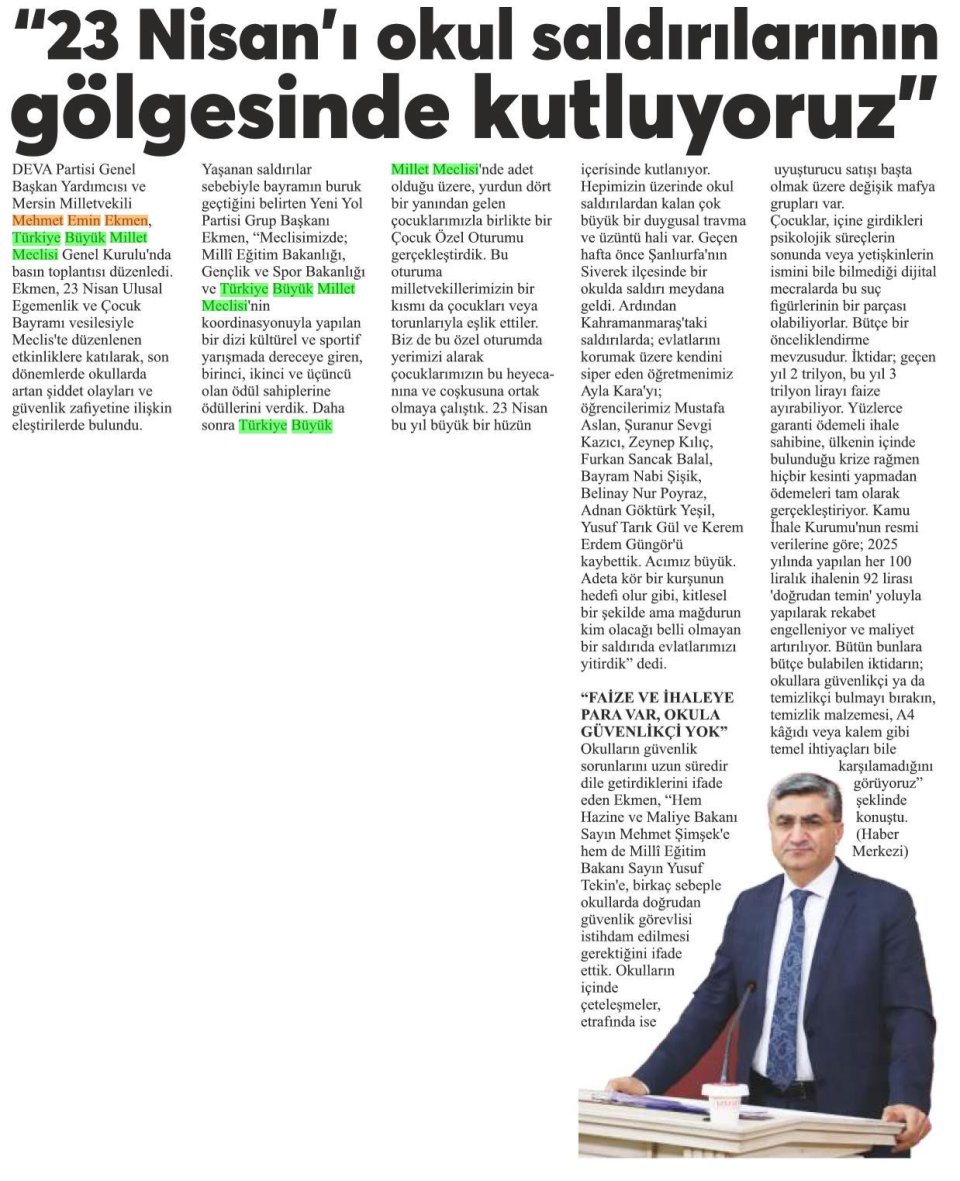 23 NİSAN'IN OKUL SALDIRILARININ GÖLGESİNDE KUTLUYORUZ