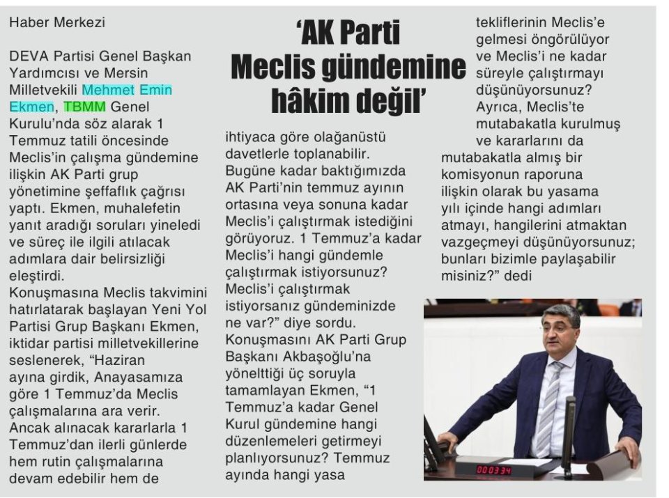 'AK PARTİ MECLİS GÜNDEMİNE HÂKİM DEĞİL'