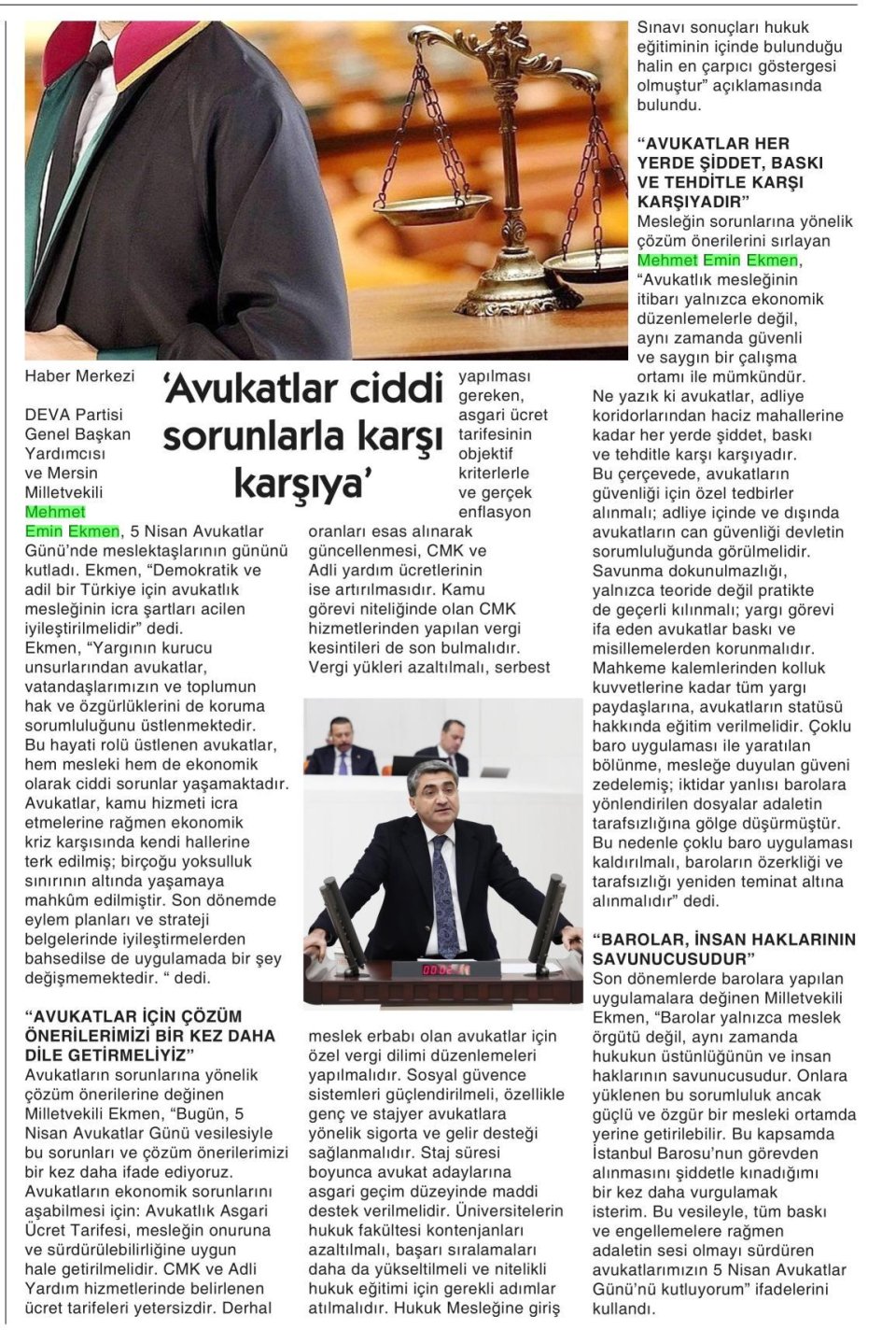 'AVUKATLAR CİDDİ SORUNLARLA KARŞI KARŞIYA'