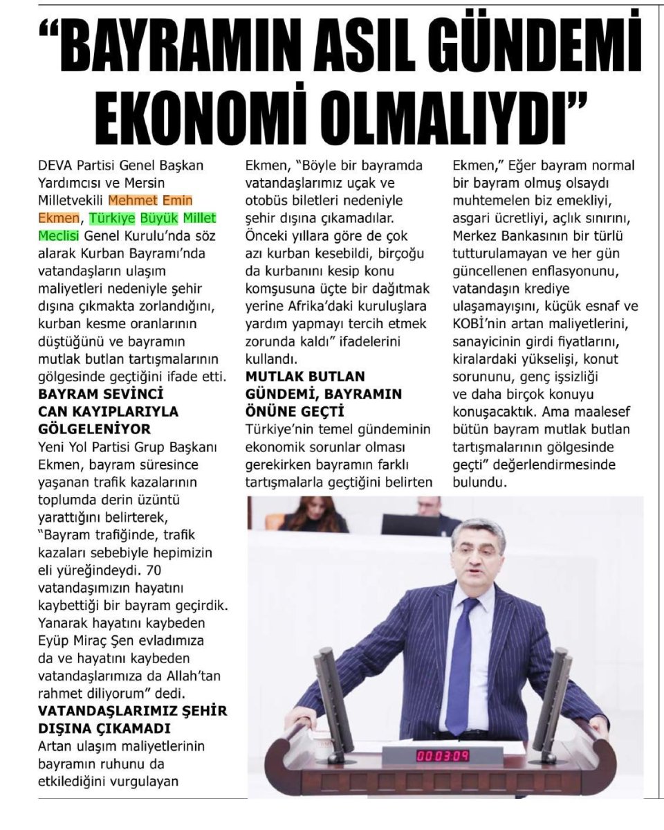 ''BAYRAMIN ASIL GÜNDEMİ EKONOMİ OLMALIYDI