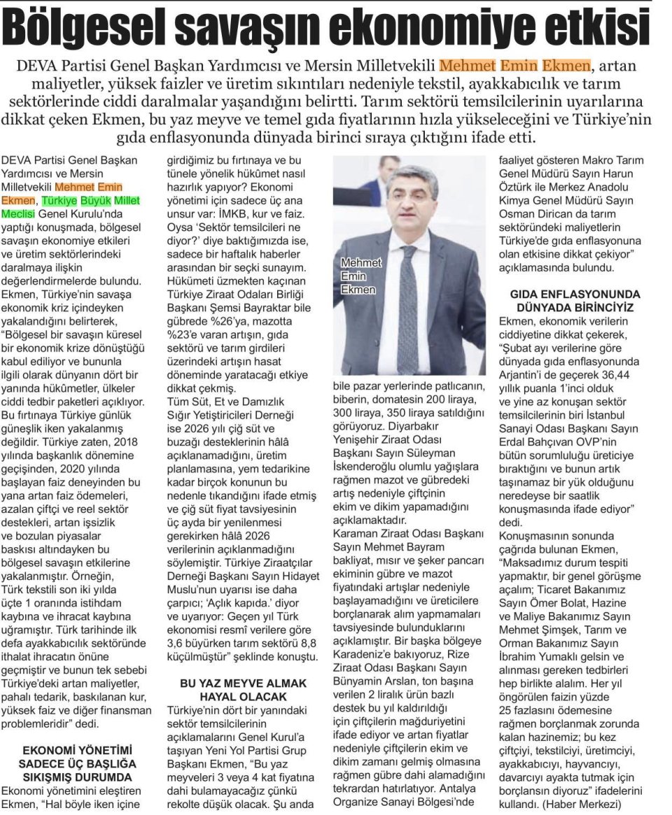 BÖLGESEL SAVAŞIN EKONOMİYE ETKİSİ