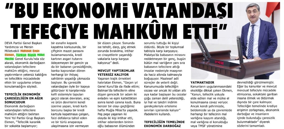 'BU EKONOMİ VATANDAŞI TEFECİYE MAHKÛM ETTİ