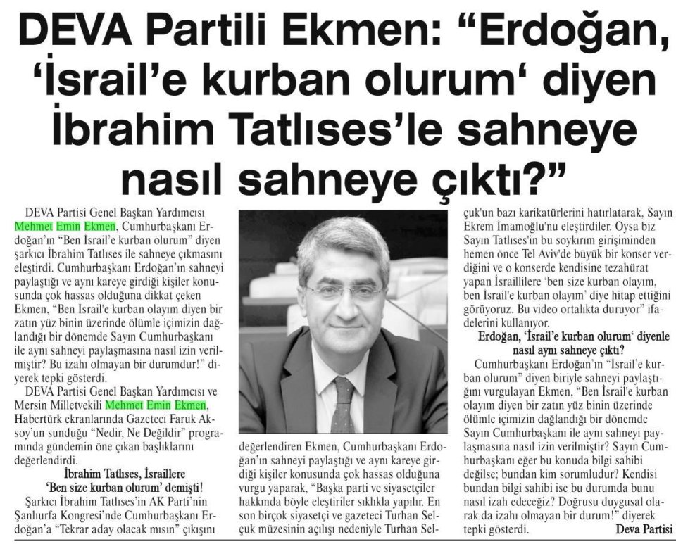 DEVA PARTİLİ EKMEN: 