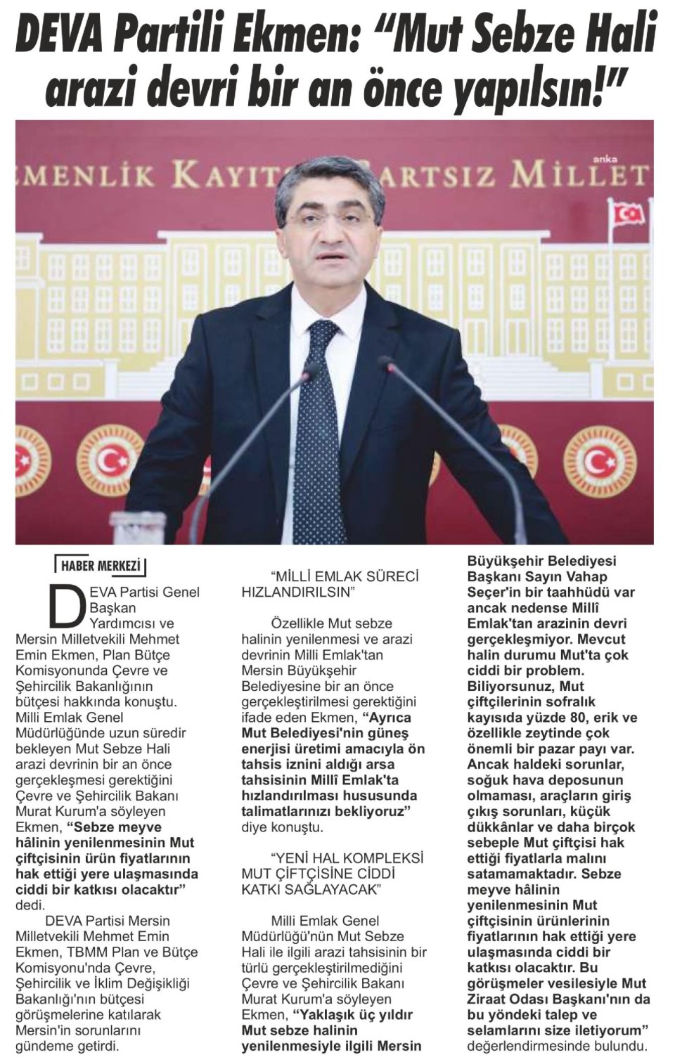 DEVA PARTİLİ EKMEN: 