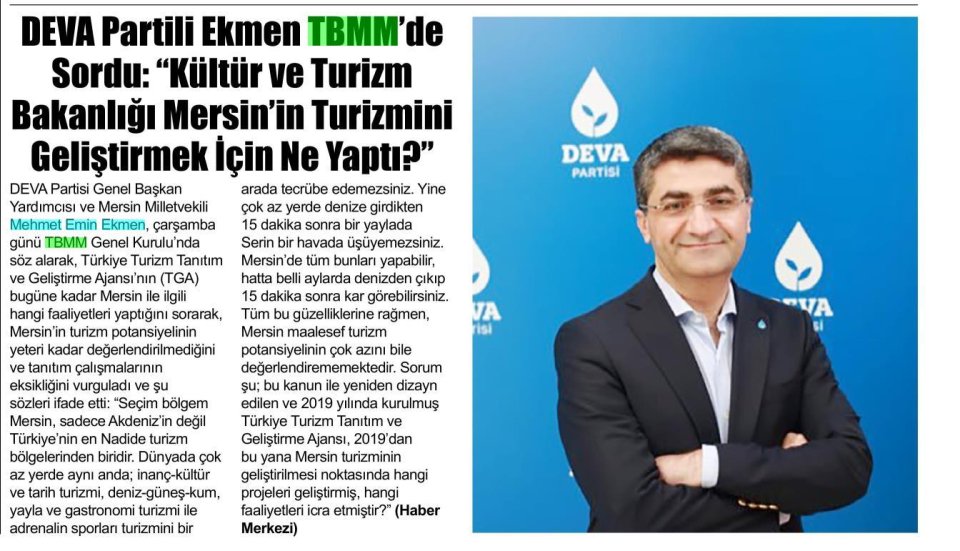 DEVA PARTİLİ EKMEN TBMM DE SORDU