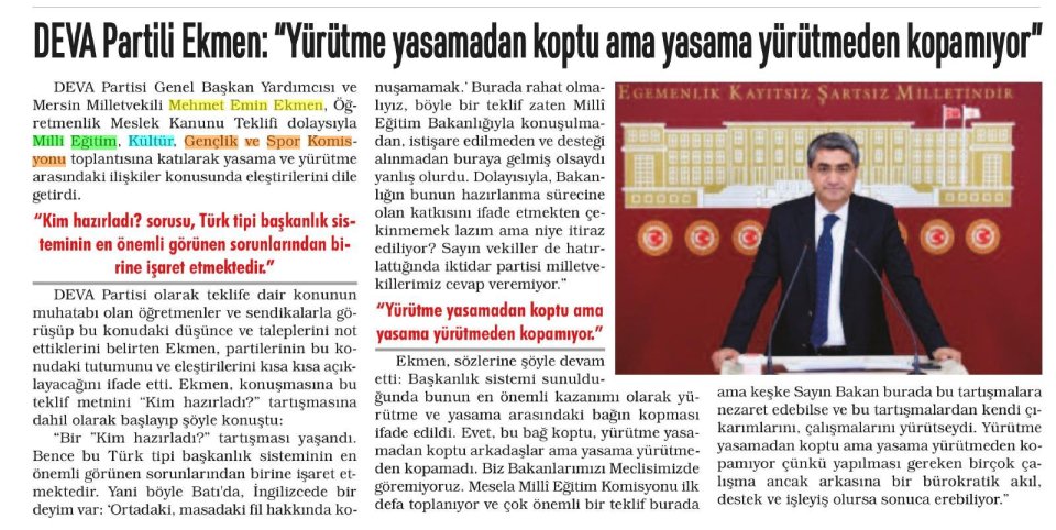 DEVA PARTİLİ EKMEN: 