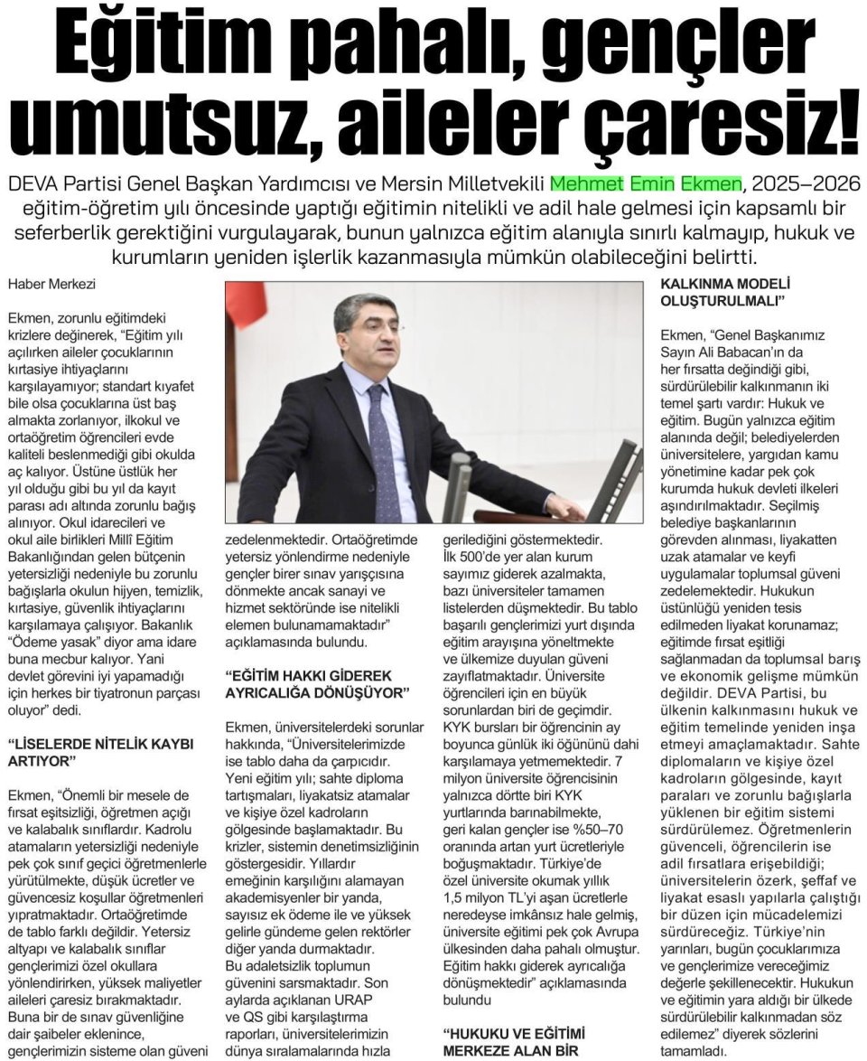 EĞİTİM PAHALI, GENÇLER UMUTSUZ, AİLELER ÇARESİZ!