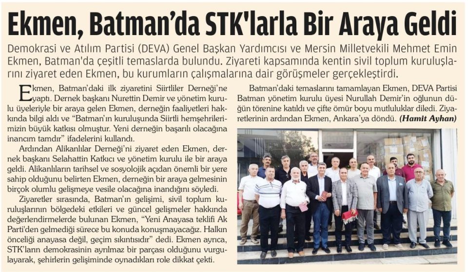 EKMEN, BATMAN'DA STK'LARLA BİR ARAYA GELDİ