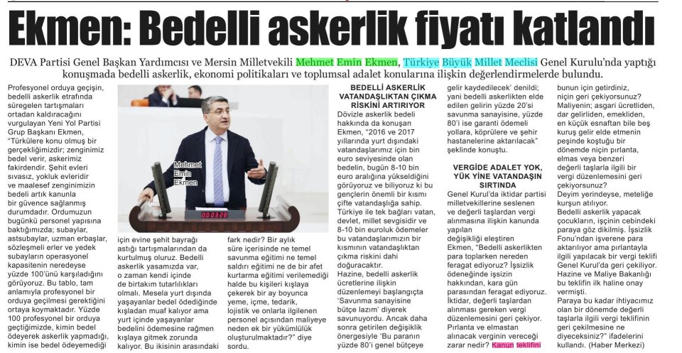 EKMEN: BEDELLİ ASKERLİK FİYATI KATLANDI