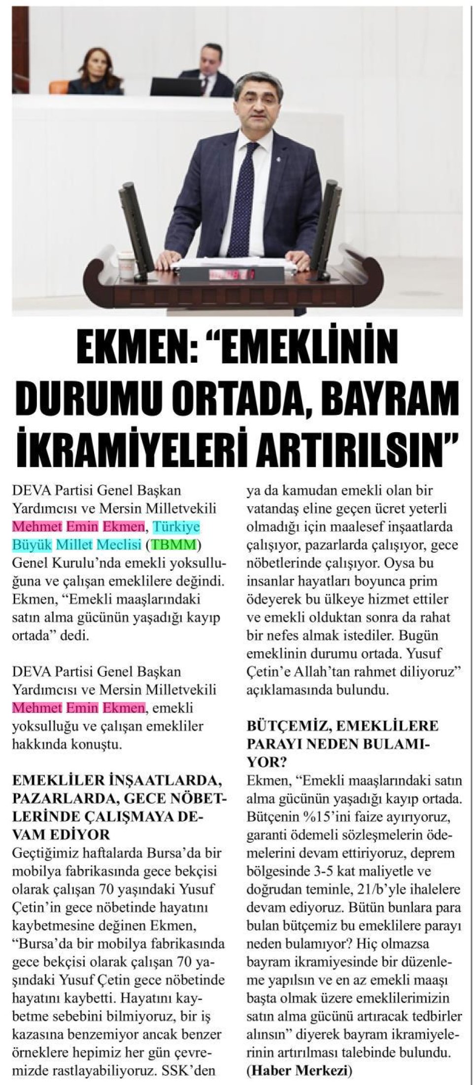 EKMEN EMEKLİNİN DURUMU ORTADA