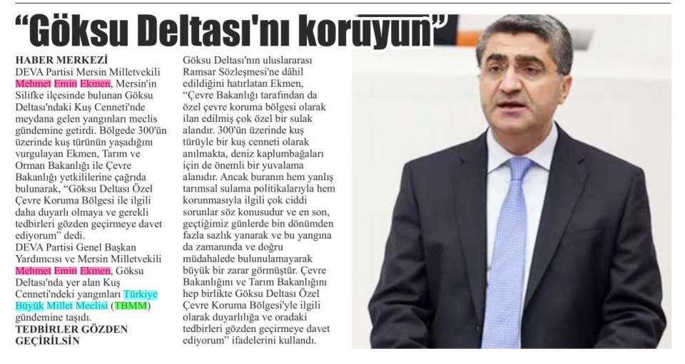 EKMEN: GÖKSU DELTASINI KORUYUN