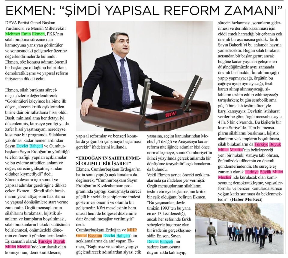 EKMEN: ''ŞİMDİ YAPISAL REFORM ZAMANI''