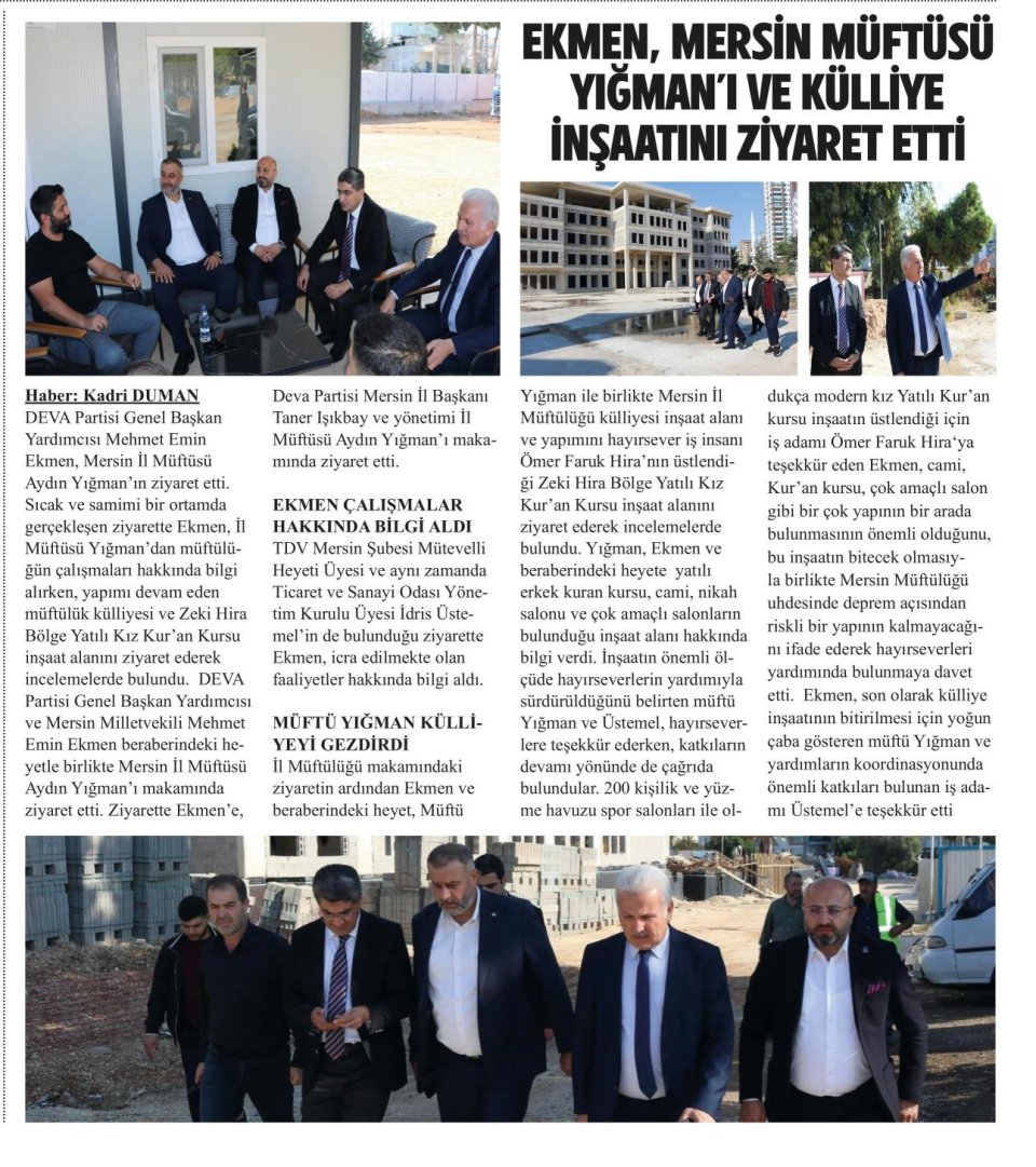 EKMEN, MERSİN MÜFTÜSÜ YIĞMAN'I ZİYARET ETTİ