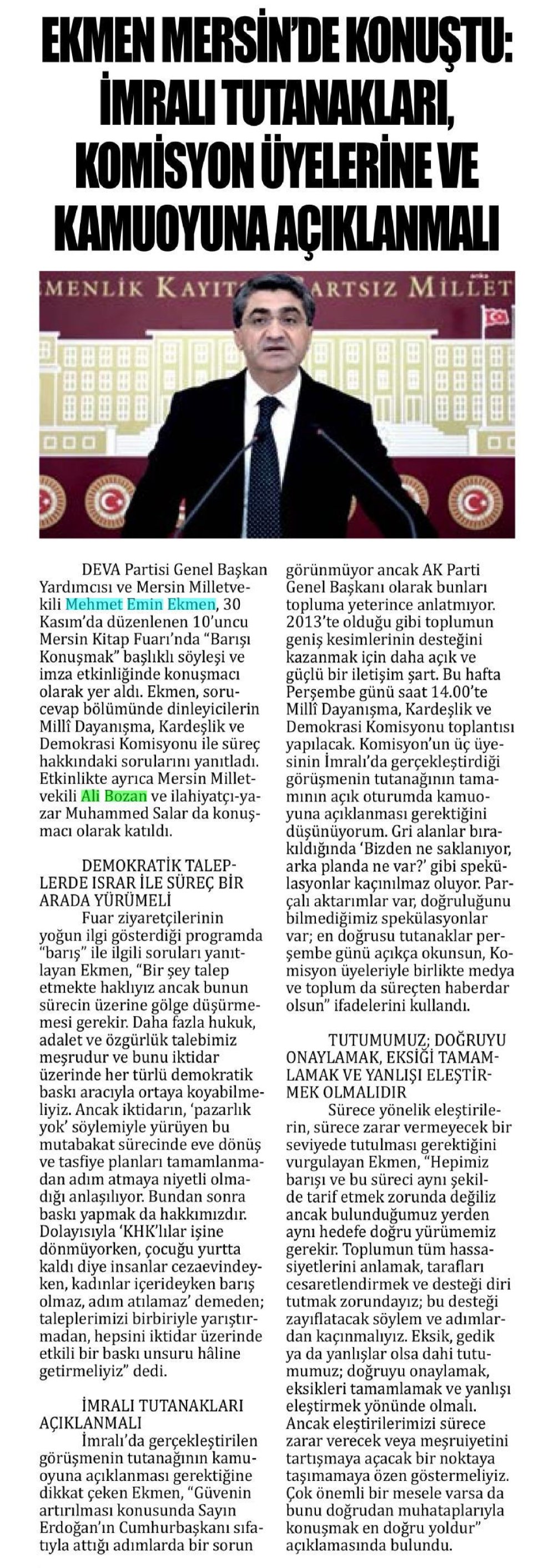  EKMEN MERSİNDE KONUŞTU