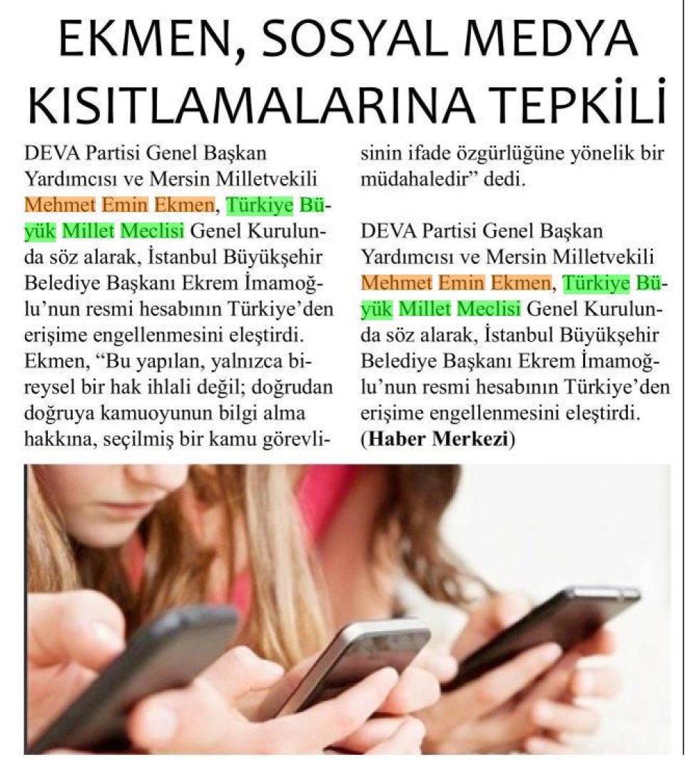 EKMEN, SOSYAL MEDYA KISITLAMALARINA TEPKİLİ