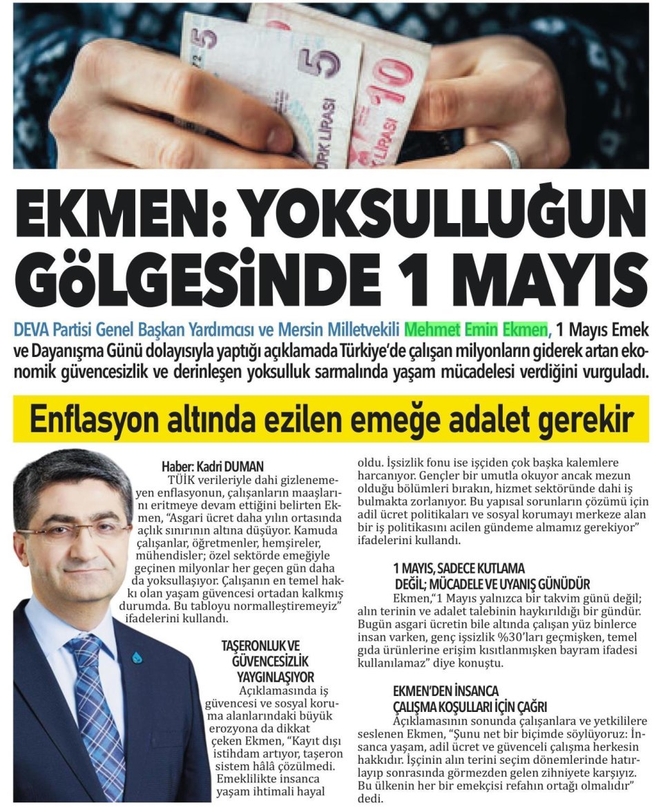 EKMEN: YOKSULLUĞUN GÖLGESİNDE 1 MAYIS