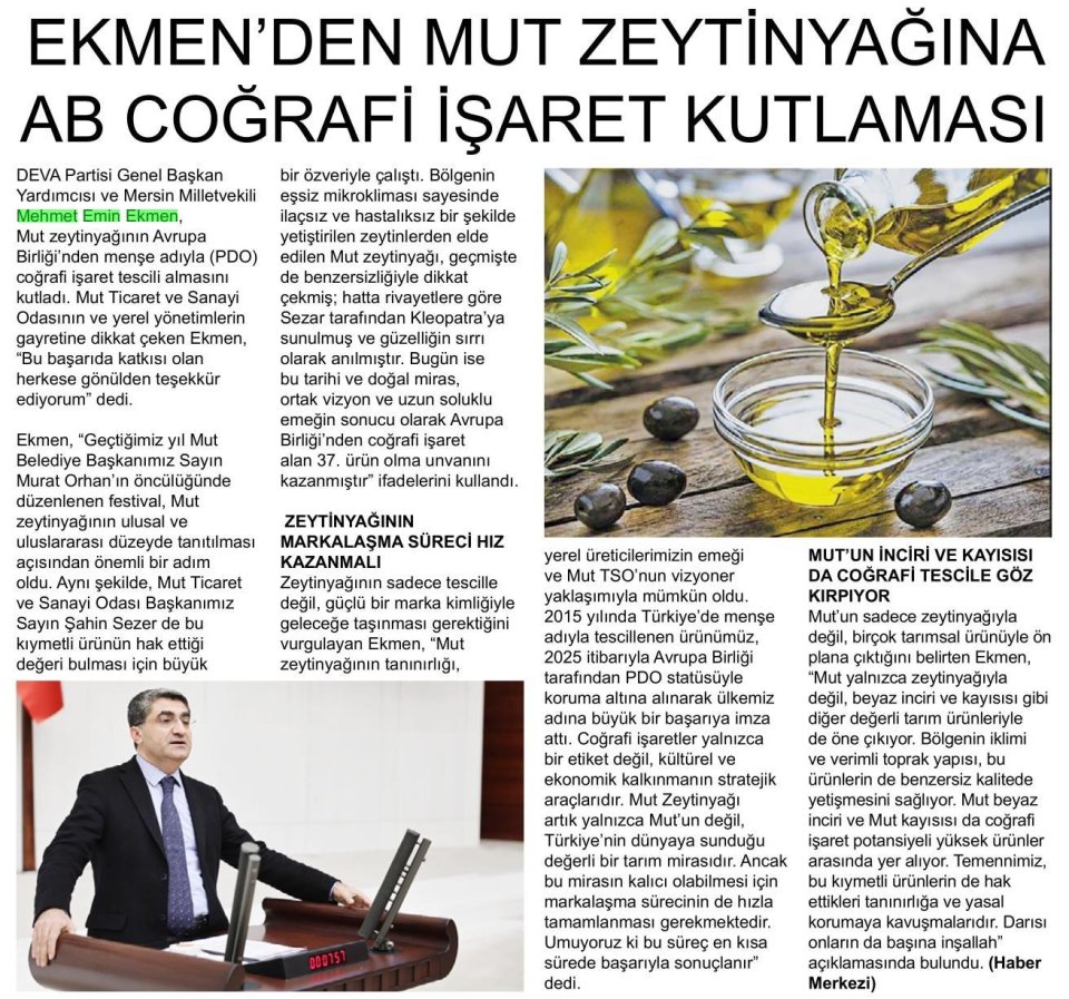EKMEN'DEN 'COĞRAFİ İŞARET' TEBRİKİ!