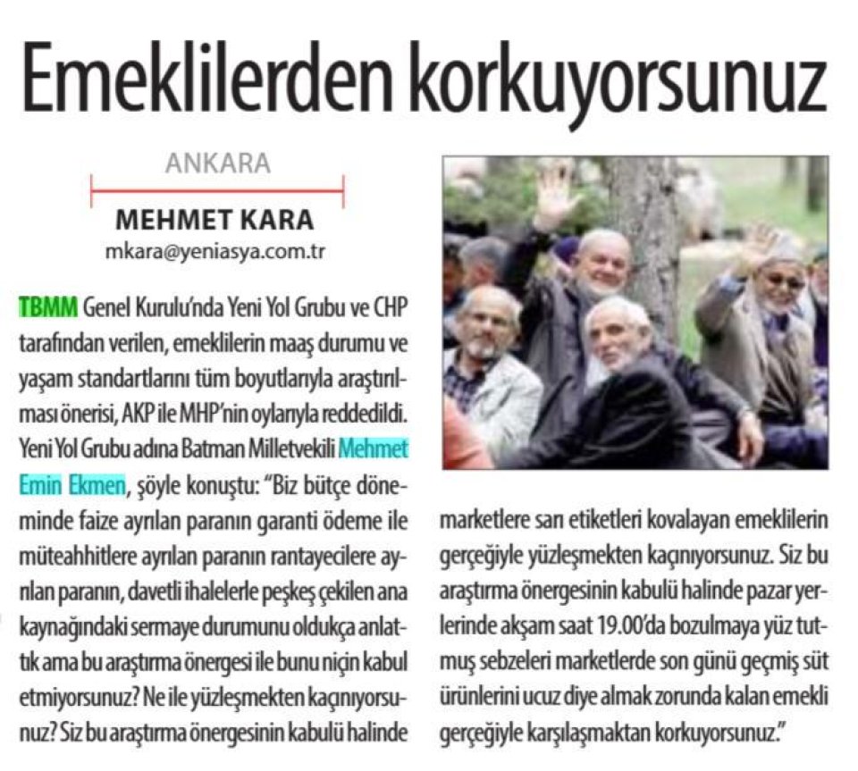 EMEKLİLERDEN KORKUYORSUNUZ