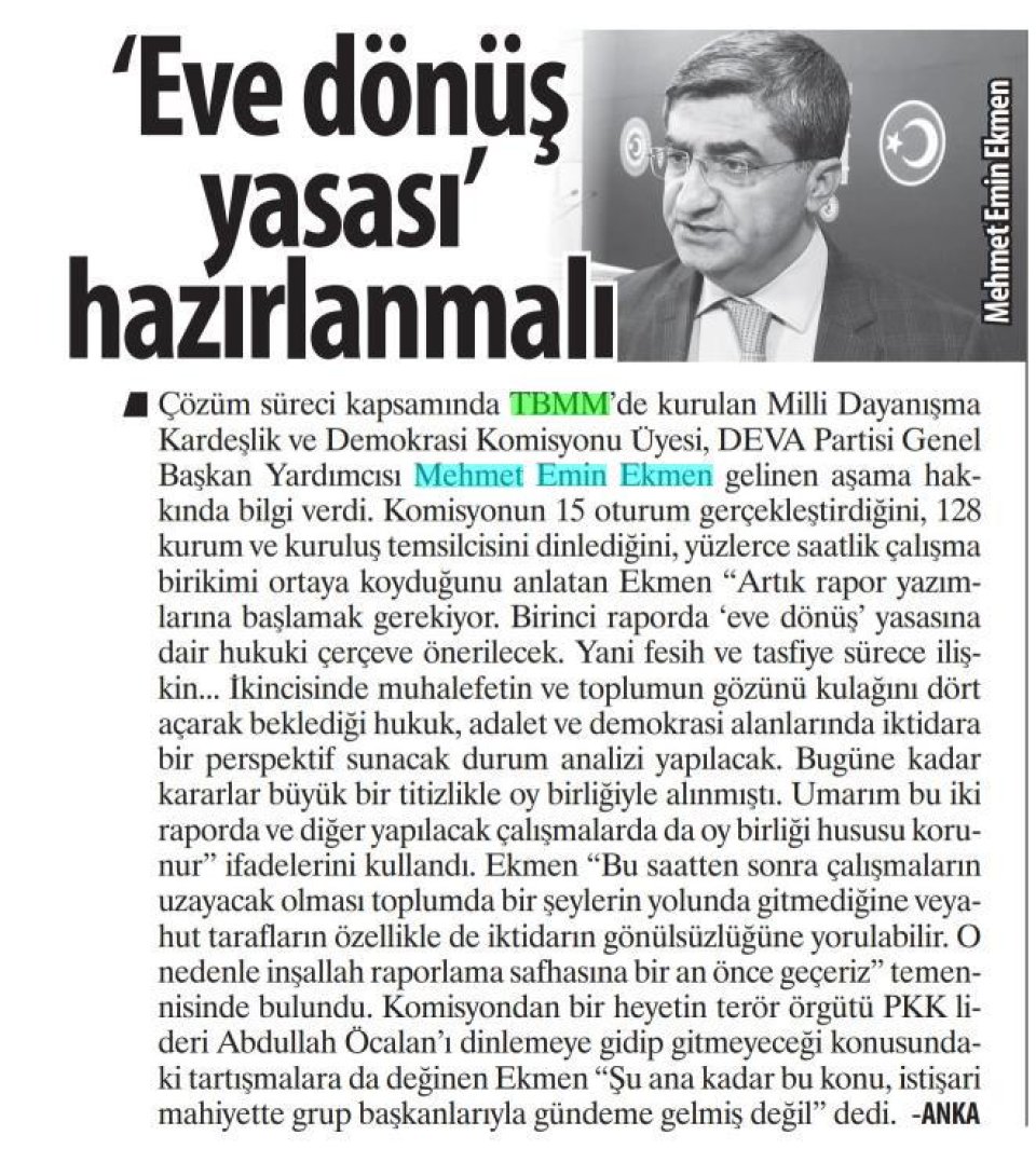 'EVE DÖNÜŞ YASASI' HAZIRLANMALI