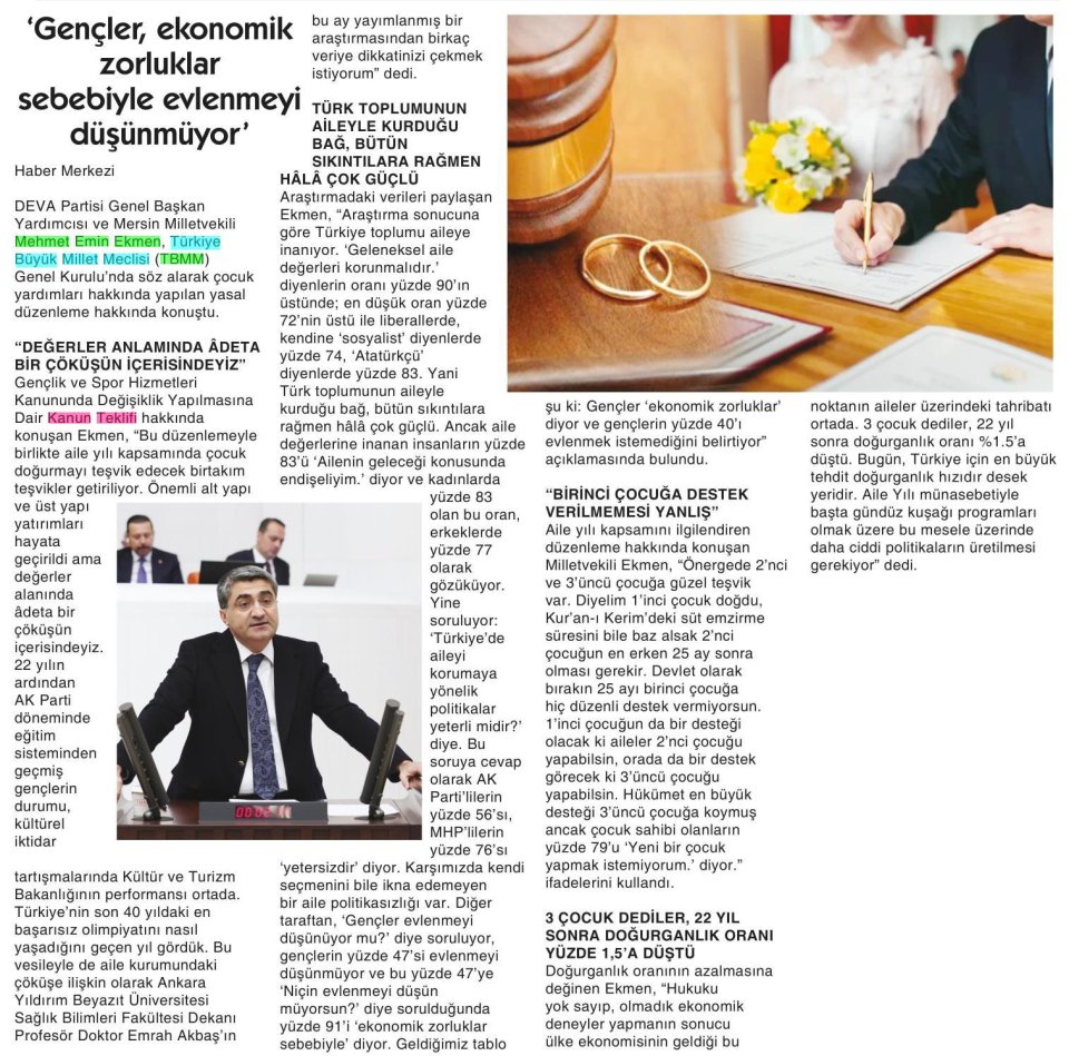 'GENÇLER, EKONOMİK ZORLUKLAR SEBEBİYLE EVLENMEYİ DÜŞÜNMÜYOR