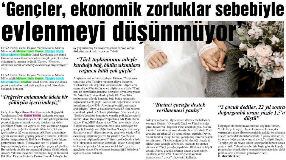 GENÇLER EKONOMİK ZORLUKLAR SEBERIYLE EVLENEMİYOR
