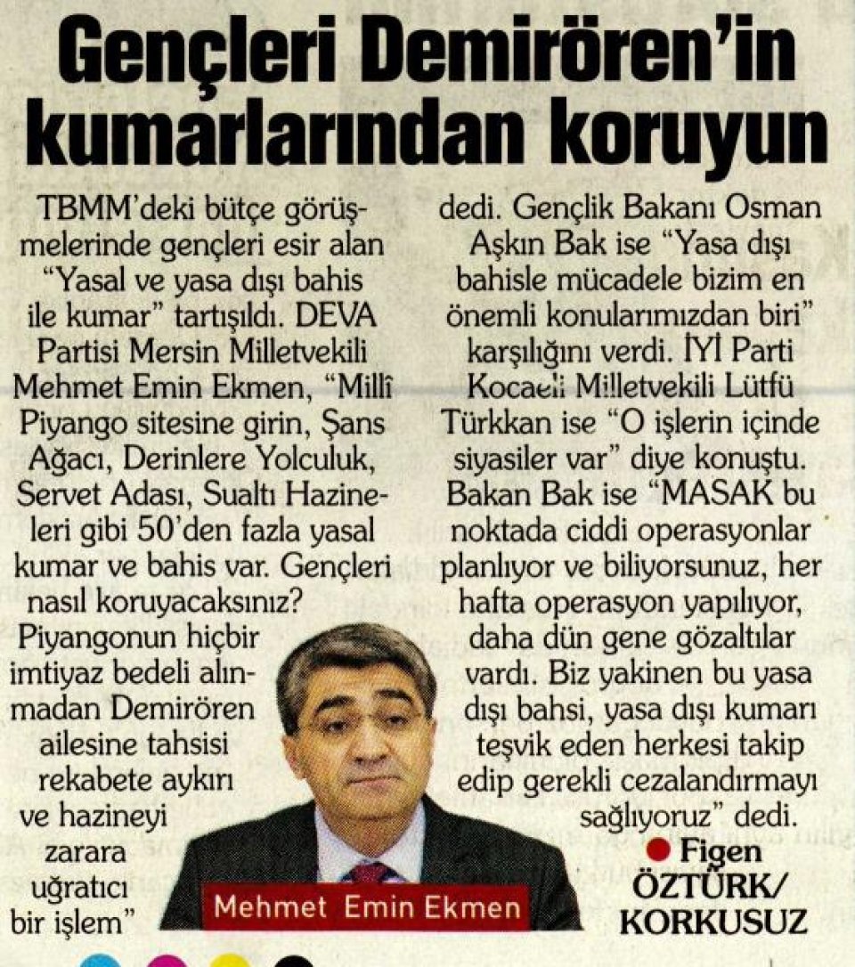 GENÇLERİ DEMİRÖREN'İN KUMARLARINDAN KORUYUN