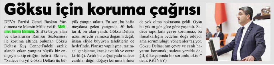 GÖKSU İÇİN KORUMA ÇAĞRISI