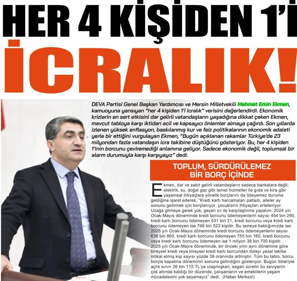 HER 4 KİŞİDEN 1'İ İCRALIK!