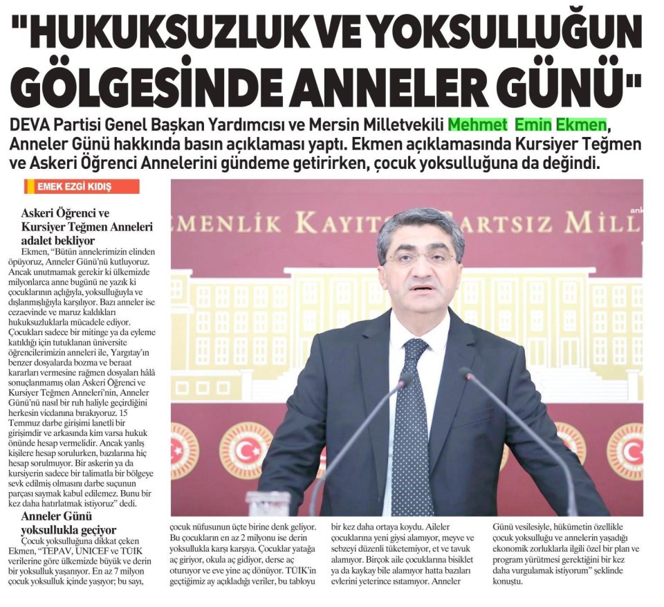 HUKUKSUZLUK GÖLGESİNDE ANNELER GÜNÜ