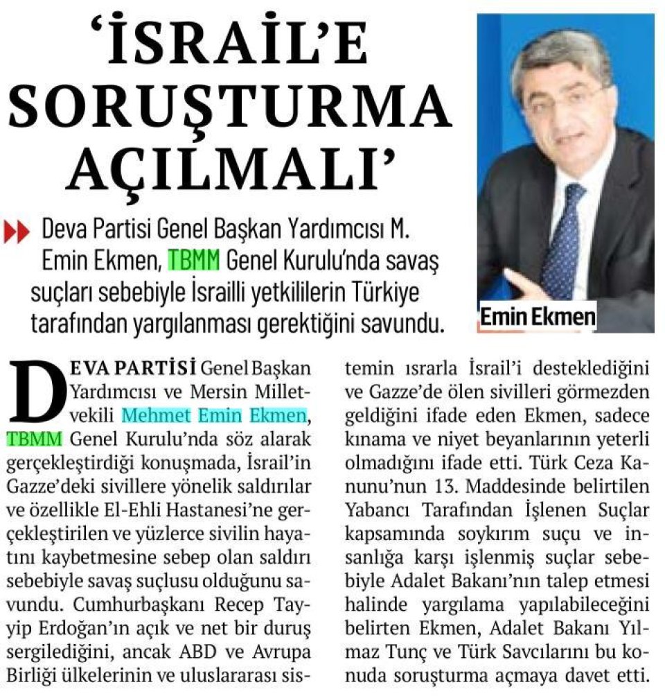 İSRAİL'E SORUŞTURMA AÇILMALI
