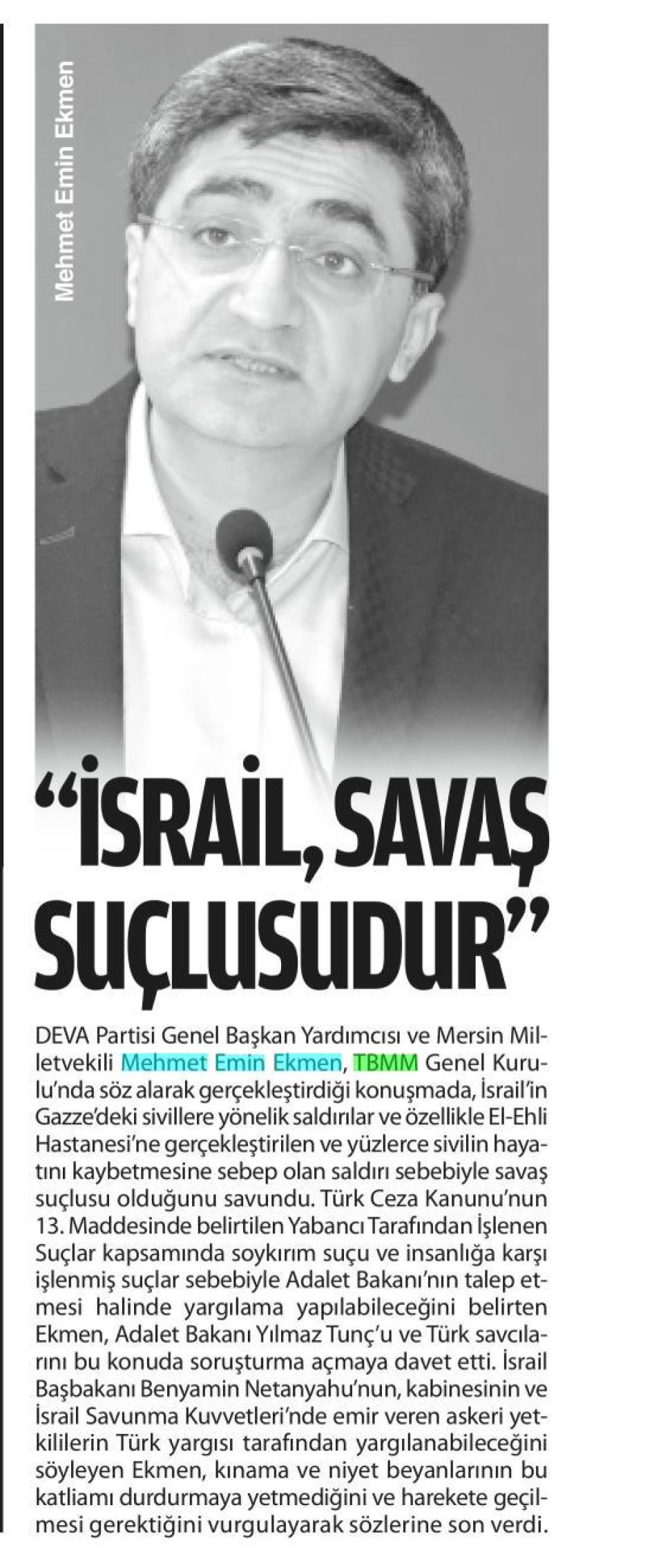 İSRAİL, SAVAŞ SUÇLUSUDUR