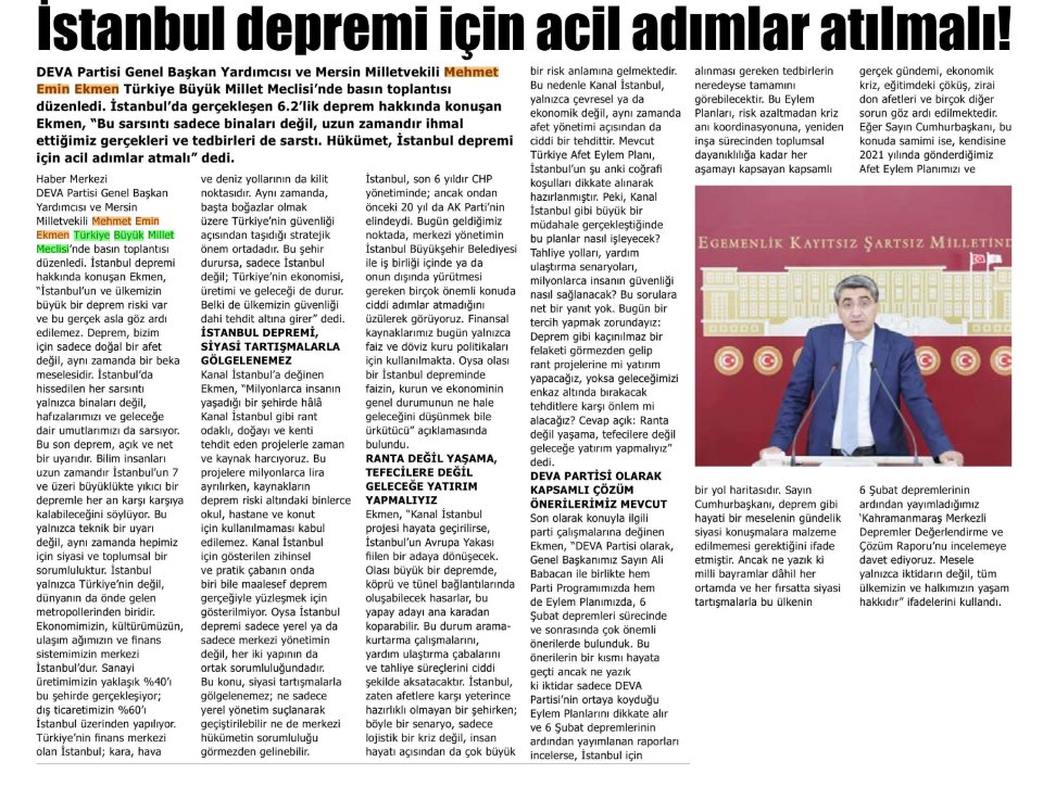 İSTANBUL DEPREMİ İÇİN ACİL ADIMLAR ATILMALI!