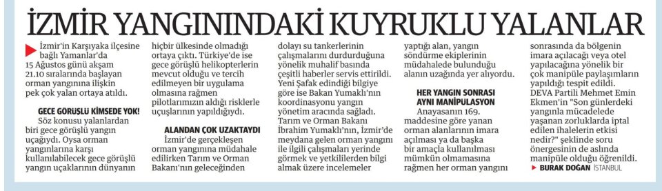 İZMİR YANGININDAKİ KUYRUKLU YALANLAR