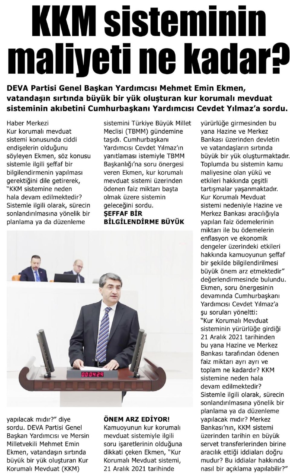KKM SİSTEMİNİN MALİYETİ NE KADAR