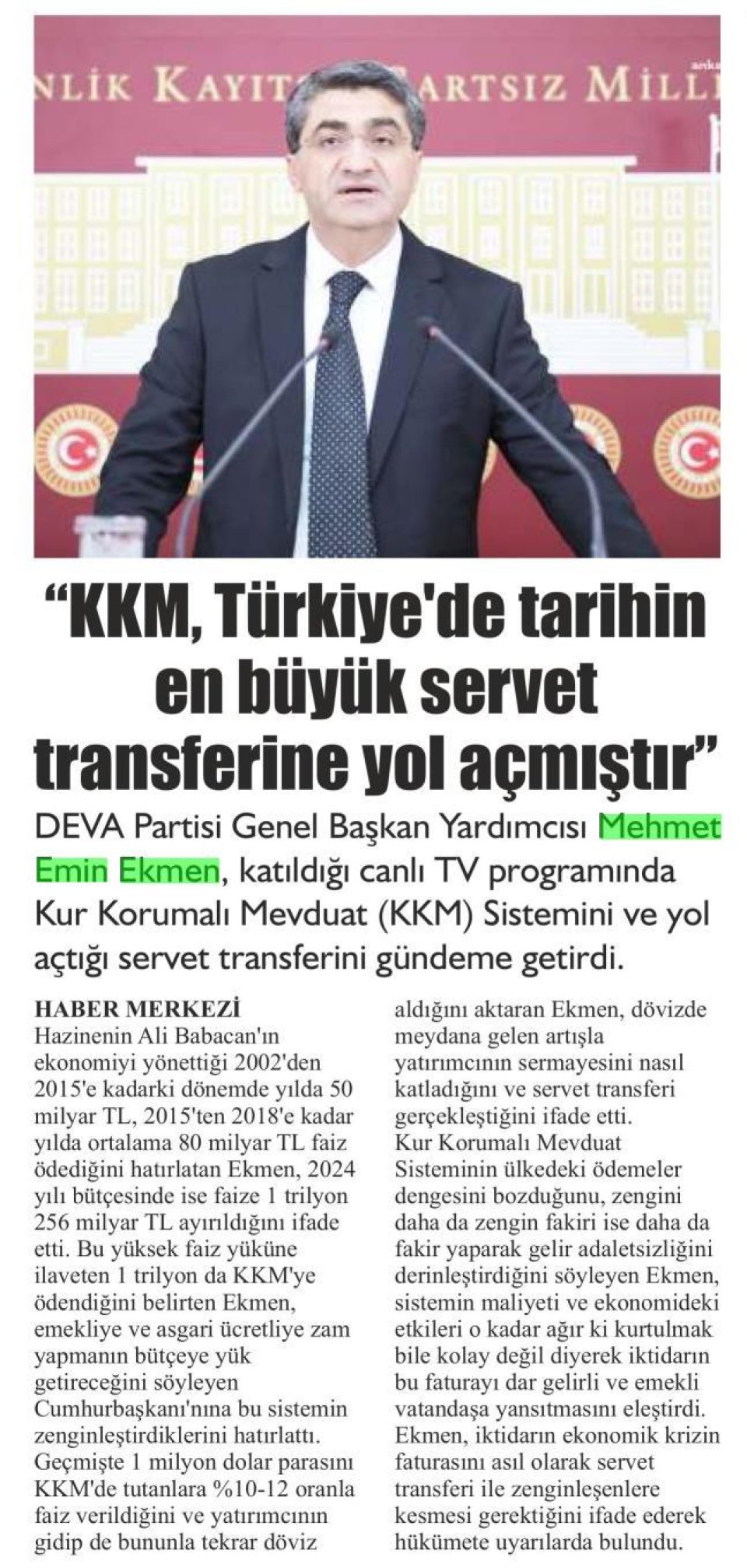 KKM, TÜRKİYE'DE TARİHİN EN BÜYÜK SERVET TRANSFERİNE YOL AÇMIŞTIR