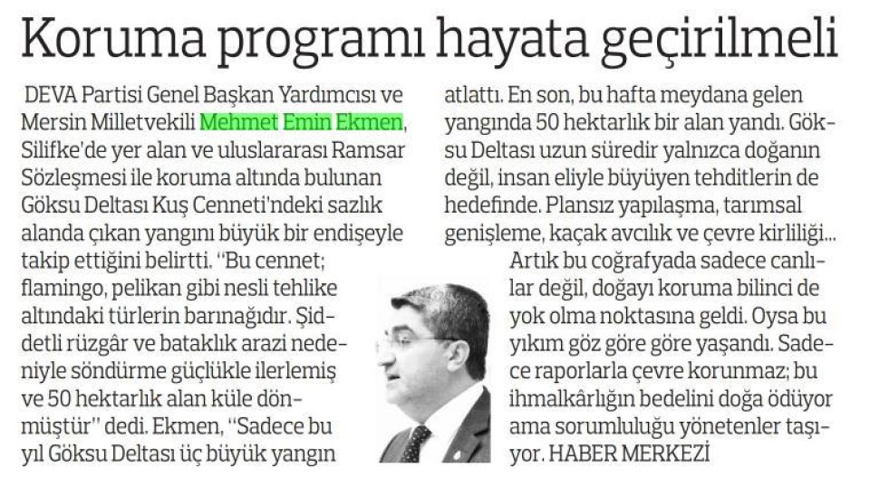 KORUMA PROGRAMI HAYATA GEÇİRİLMELİ