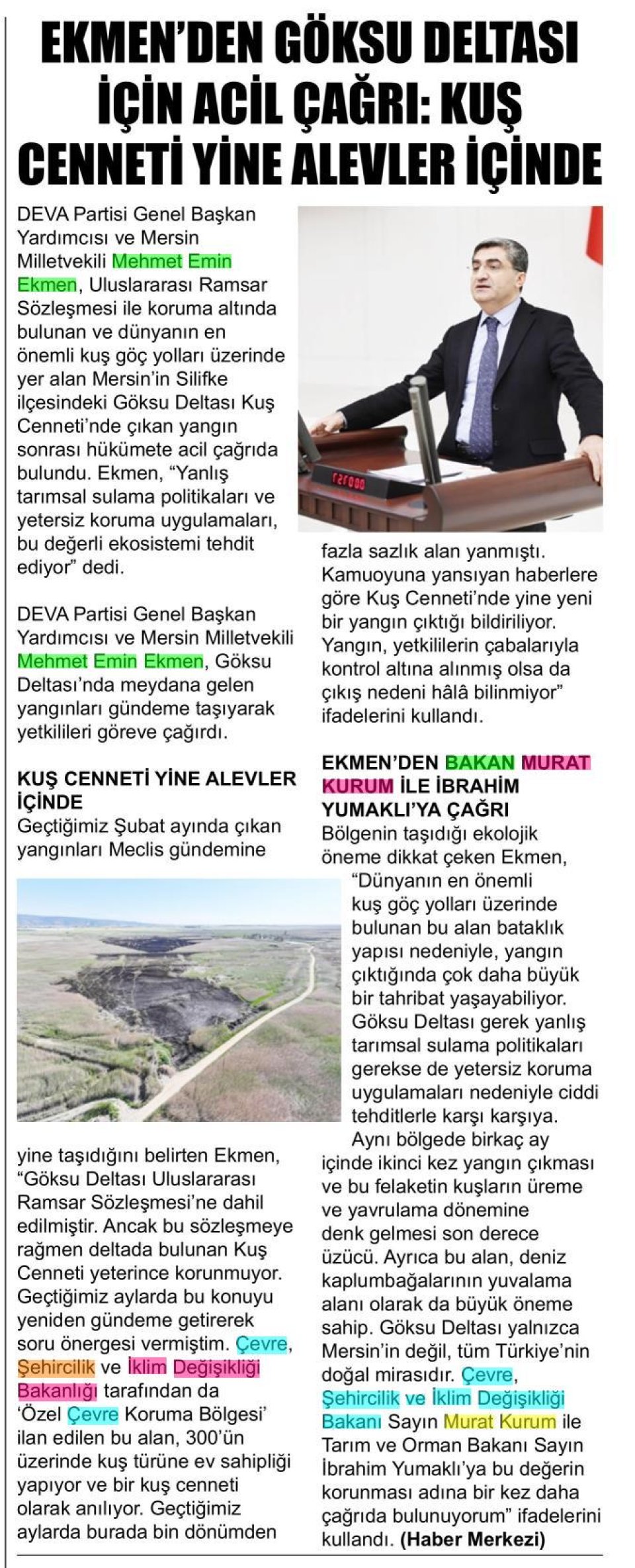 KUŞ CENNETİ İÇİN ÇARE BULUNMASI GEREKİYOR
