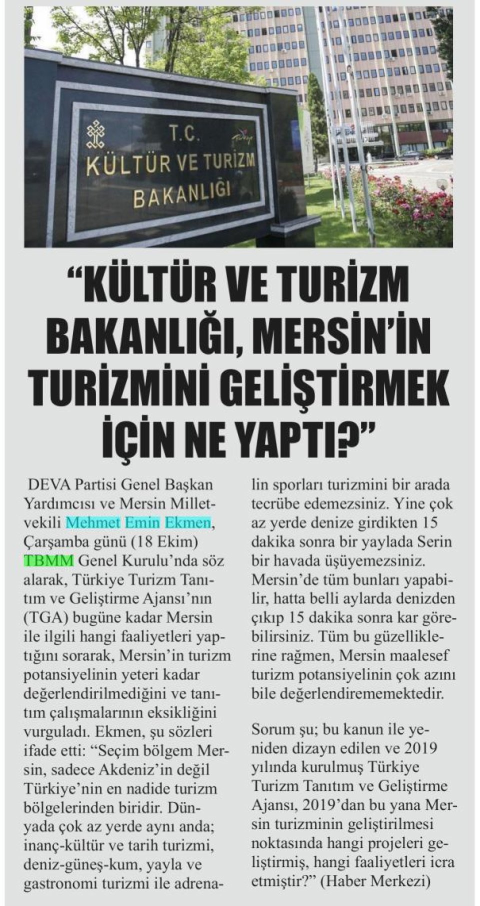 KÜLTÜR VE TURİZM BAKANLIĞI, MERSİN İÇİN NE YAPTI?