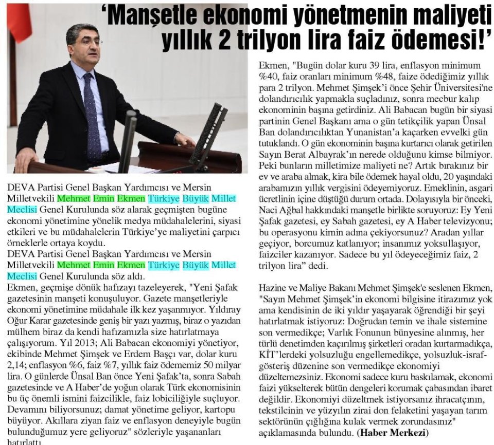 'MANŞETLE EKONOMİ YÖNETMENİN MALİYETİ YILLIK 2 TRİLYON LİRA FAİZ ÖDEMESİ!''