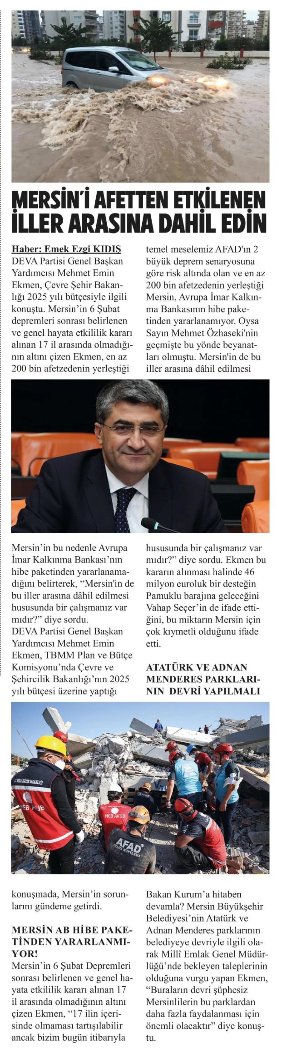 MERSİN AFET BÖLGESİ OLSUN