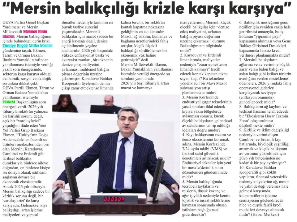 MERSİN BALIKÇILIĞI KRİZLE KARŞI KARŞIYA