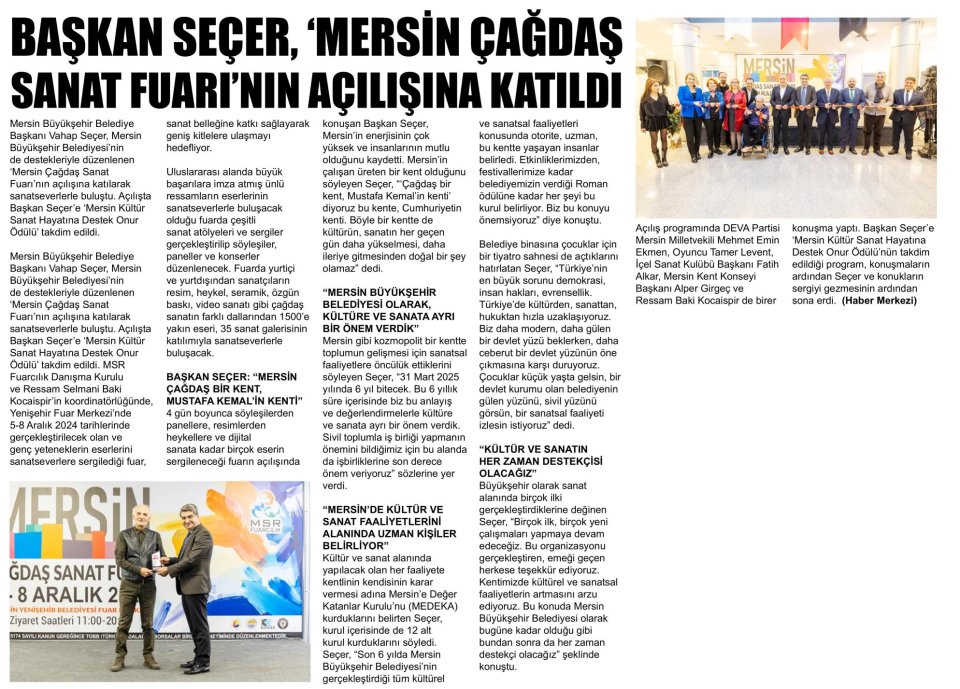 MERSİN ÇAĞDAŞ SANAT FUARI AÇILDI