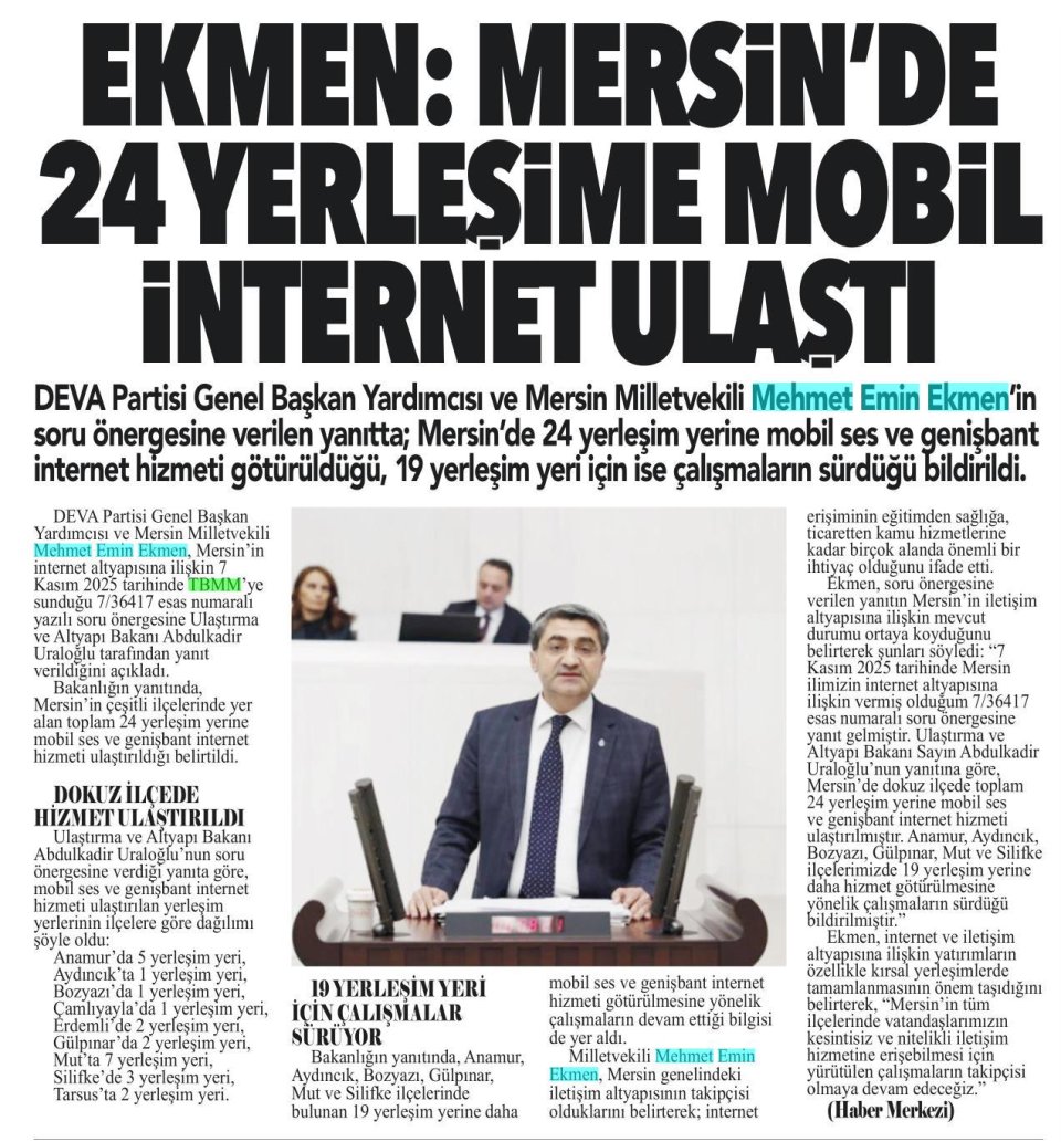 MERSİN'DE İLETİŞİM AĞI GENİŞLİYOR