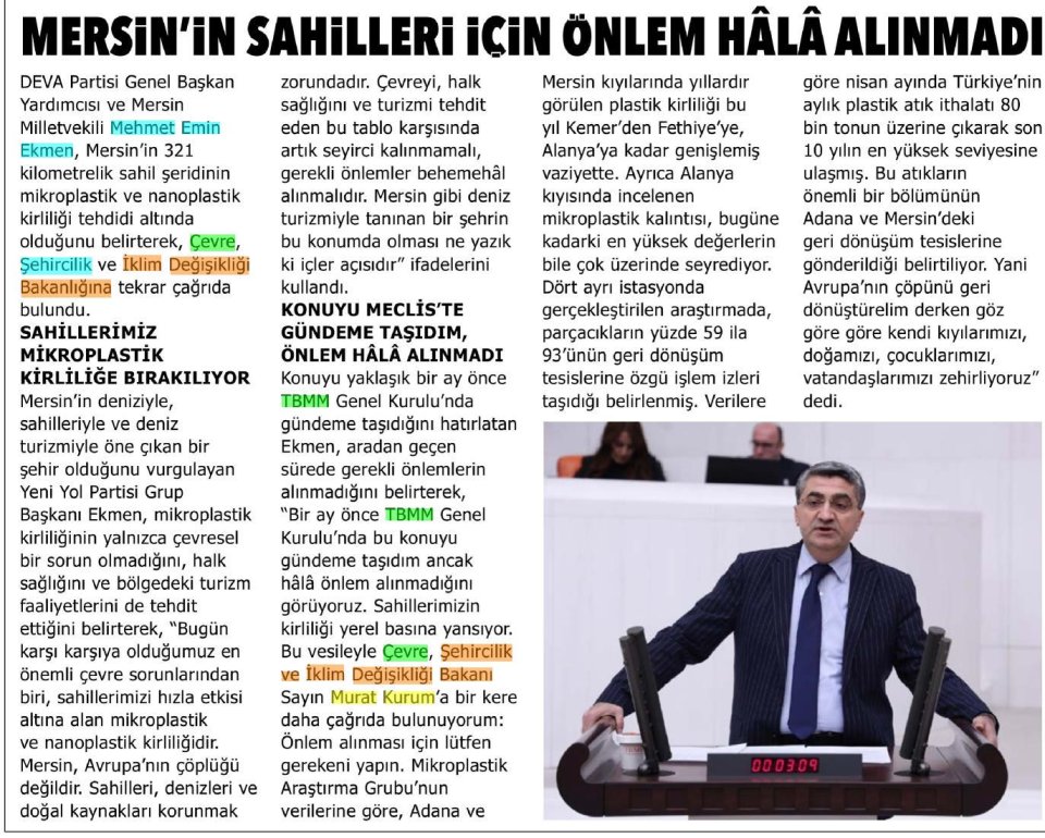  MERSİN'İN SAHİLLERİ İÇİN ÖNLEM HÂLÂ ALINMADI