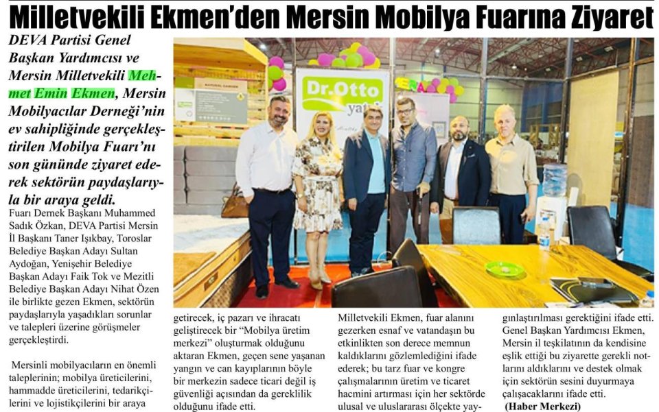 MİLLETVEKİLİ EKMEN'DEN MERSİN MOBİLYA FUARINA ZİYARET
