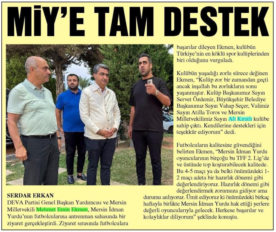 MİY'E TAM DESTEK