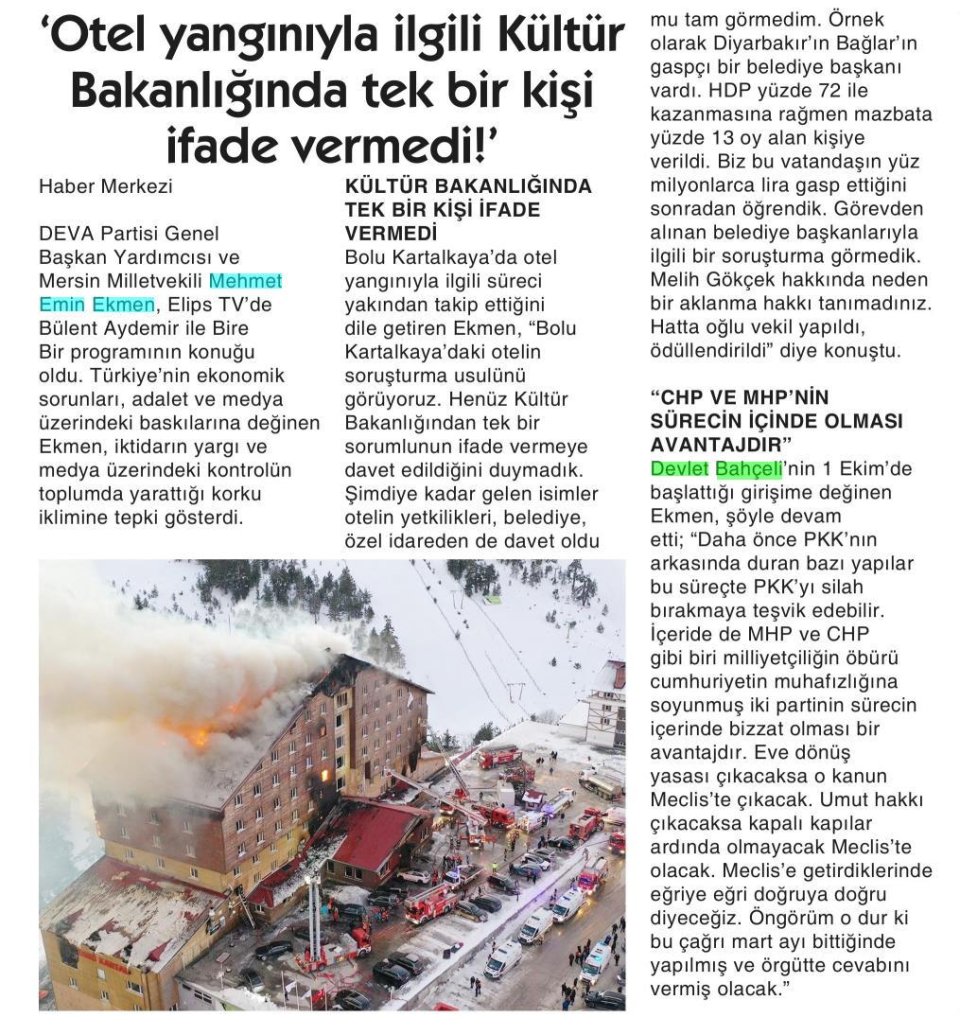  'OTEL YANGINIYLA İLGİLİ KÜLTÜR BAKANLIĞINDA TEK BİR KİŞİ İFADE VERMEDİ!''