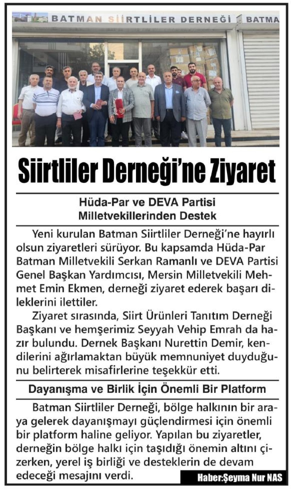 SİİRTLİLER DERNEĞİ'NE ZİYARET