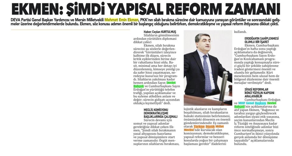 SİMDİ YAPISALA REFORM ZAMANI