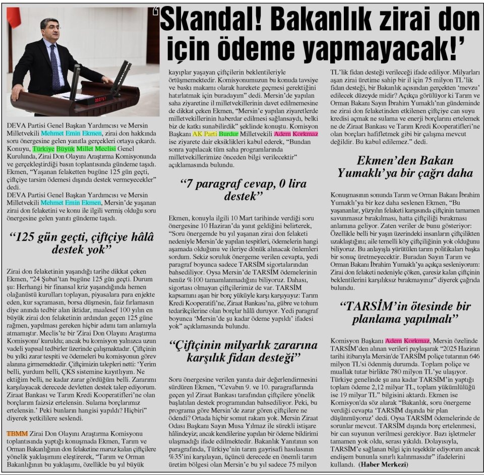 'SKANDAL! BAKANLIK ZİRAİ DON İÇİN ÖDEME YAPMAYACAK!'